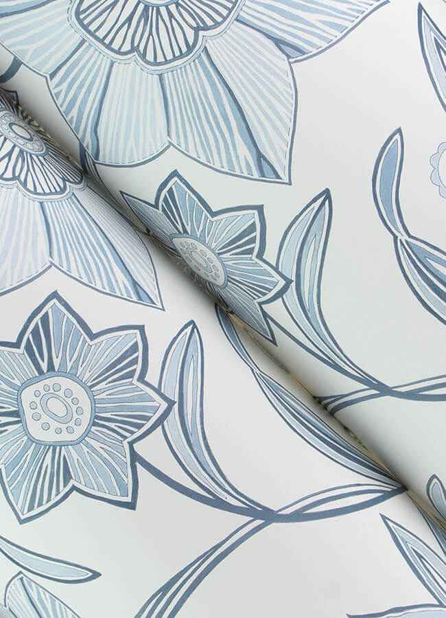 Star Flower Blue Floral Trail Wallpaper - York Wallcoverings - 4172-27512 - York Wallcoverings Wallpaper