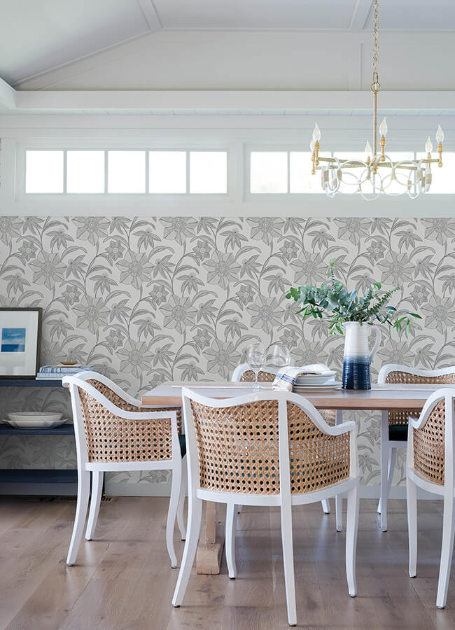 star-flower-charcoal-floral-trail-wallpaper-york-wallcoverings-4172-27514 - York Wallcoverings Wallpaper