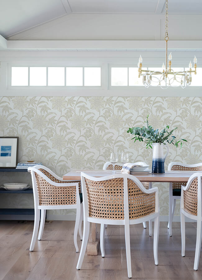 star-flower-beige-floral-trail-wallpaper-york-wallcoverings-4172-27515 - York Wallcoverings Wallpaper
