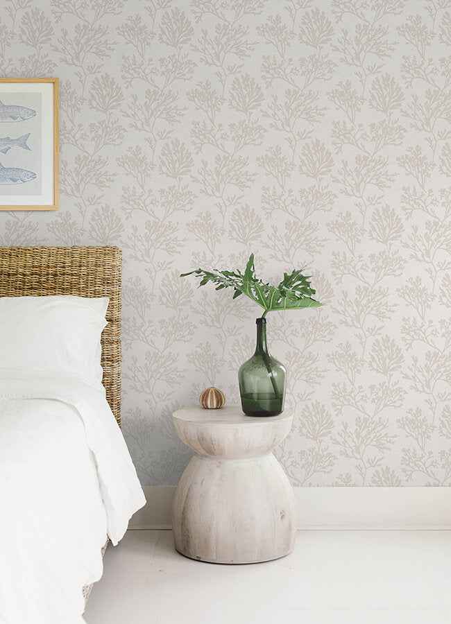 Tortuga Dove Coral Weave Wallpaper - York Wallcoverings - 4172-82001 - York Wallcoverings Wallpaper