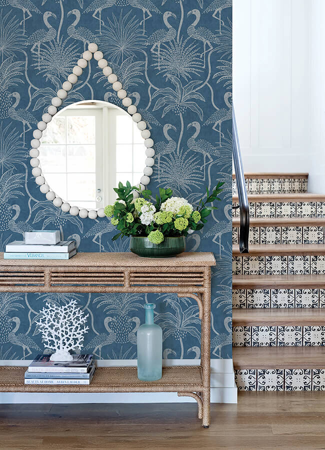 biscayne-navy-flamingo-beach-wallpaper-york-wallcoverings-4172-82006 - York Wallcoverings Papel pintado