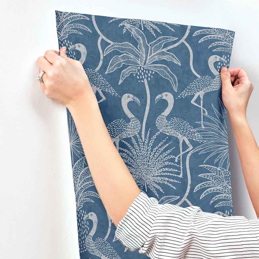 Biscayne Navy Flamingo Beach Wallpaper - York Wallcoverings - 4172-82006 - York Wallcoverings Wallpaper