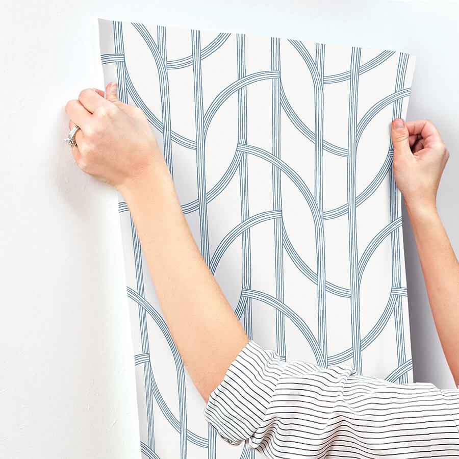 Salvo Navy Curved Contours Wallpaper - York Wallcoverings - 4172-82010 - York Wallcoverings Wallpaper