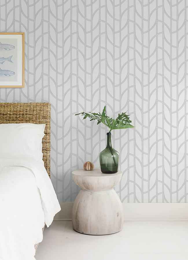 Salvo Silver Curved Contours Wallpaper - York Wallcoverings - 4172-82011