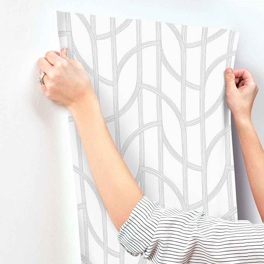 Salvo Silver Curved Contours Wallpaper - York Wallcoverings - 4172-82011 - York Wallcoverings Wallpaper