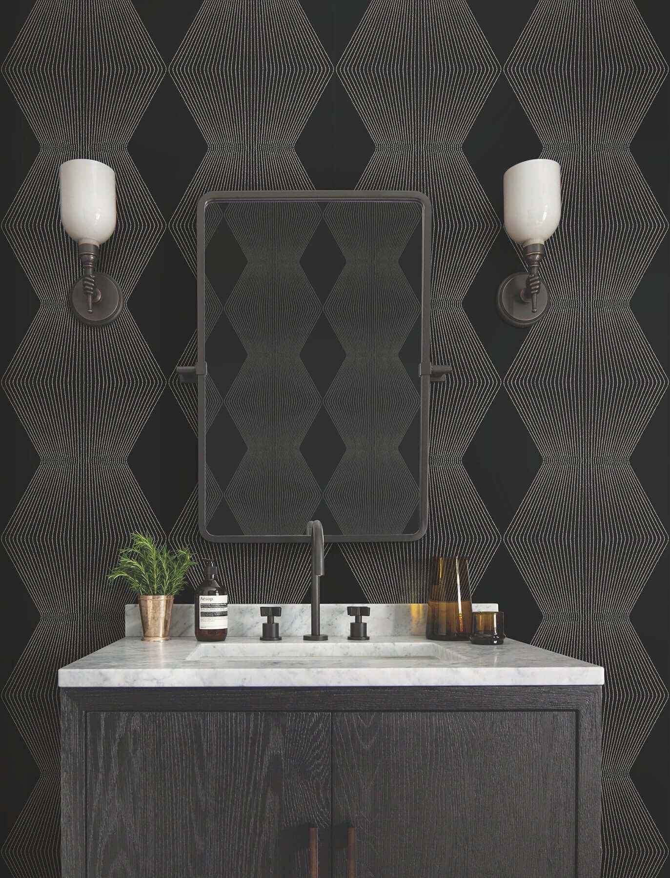 Diamond Legacy Black Wallpaper - York Wallcoverings - MX9631 - York Wallcoverings Wallpaper