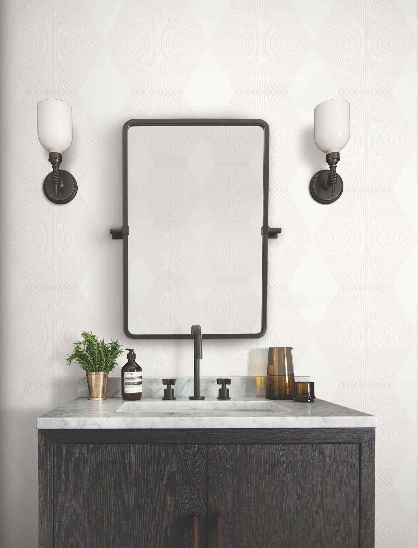 Diamond Legacy White Wallpaper - York Wallcoverings - MX9634