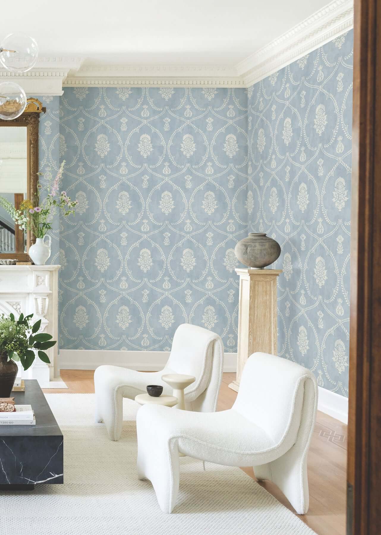 royal-damask-blue-wallpaper-york-wallcoverings-mx9644 - York Wallpaper Wallpaper