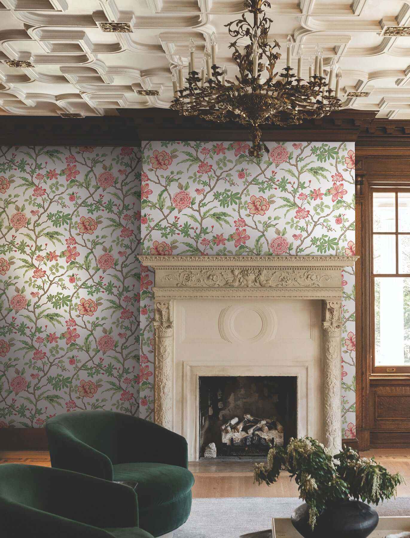 Courtyard Botanical Rose Wallpaper - York Wallcoverings - MX9651 - York Wallcoverings Wallpaper
