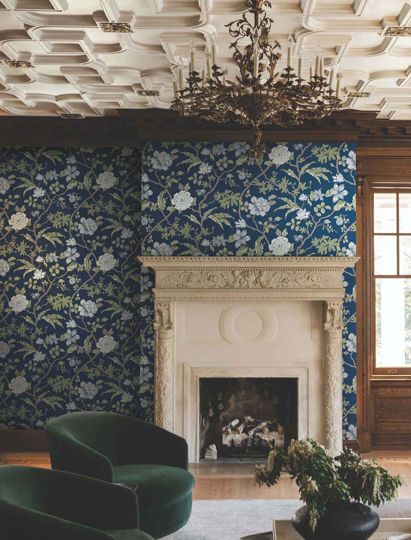 Courtyard Botanical Navy Wallpaper - York Wallcoverings - MX9652 - York Wallcoverings Wallpaper