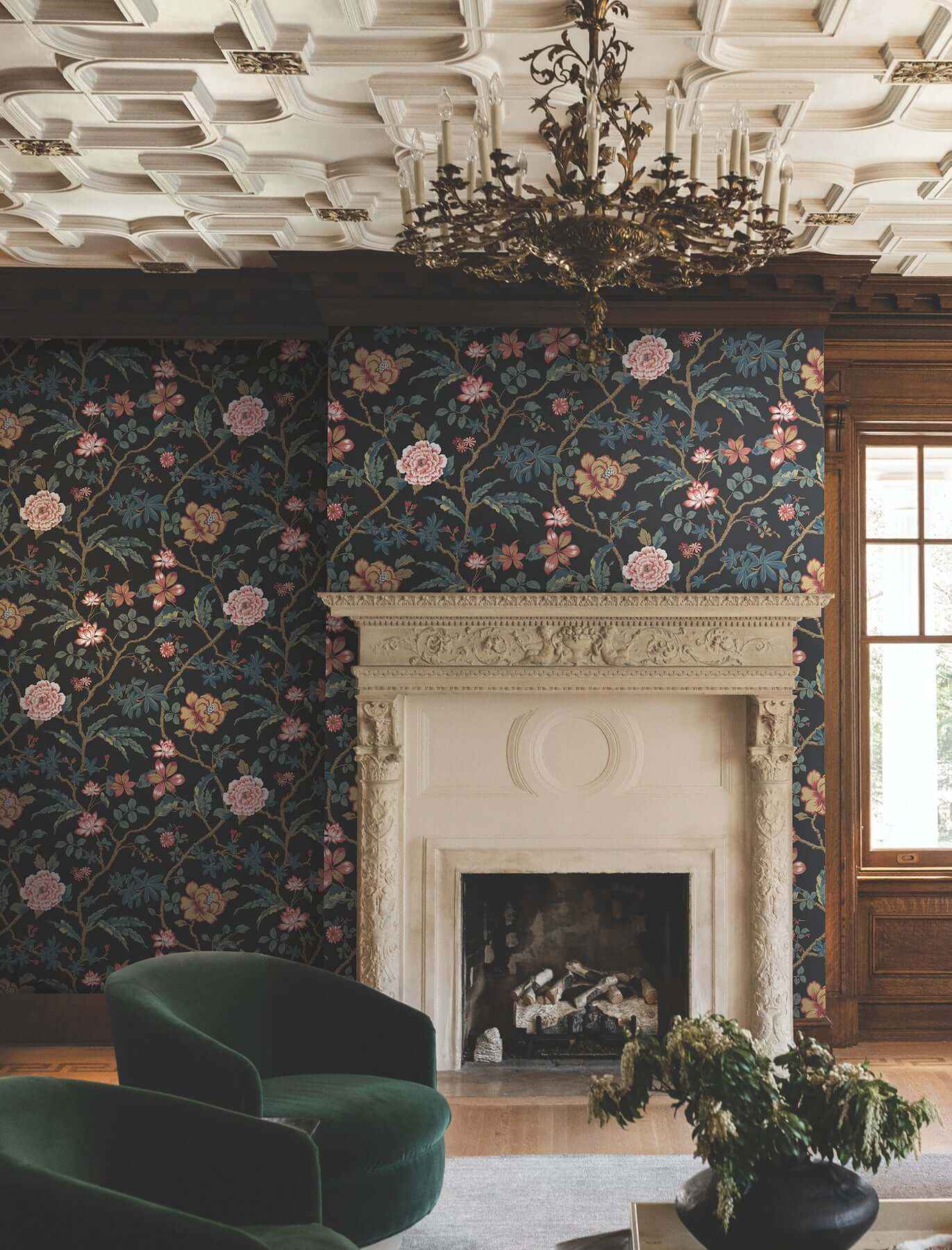 Courtyard Botanical Scarlet Wallpaper - York Wallcoverings - MX9656 - York Wallcoverings Wallpaper