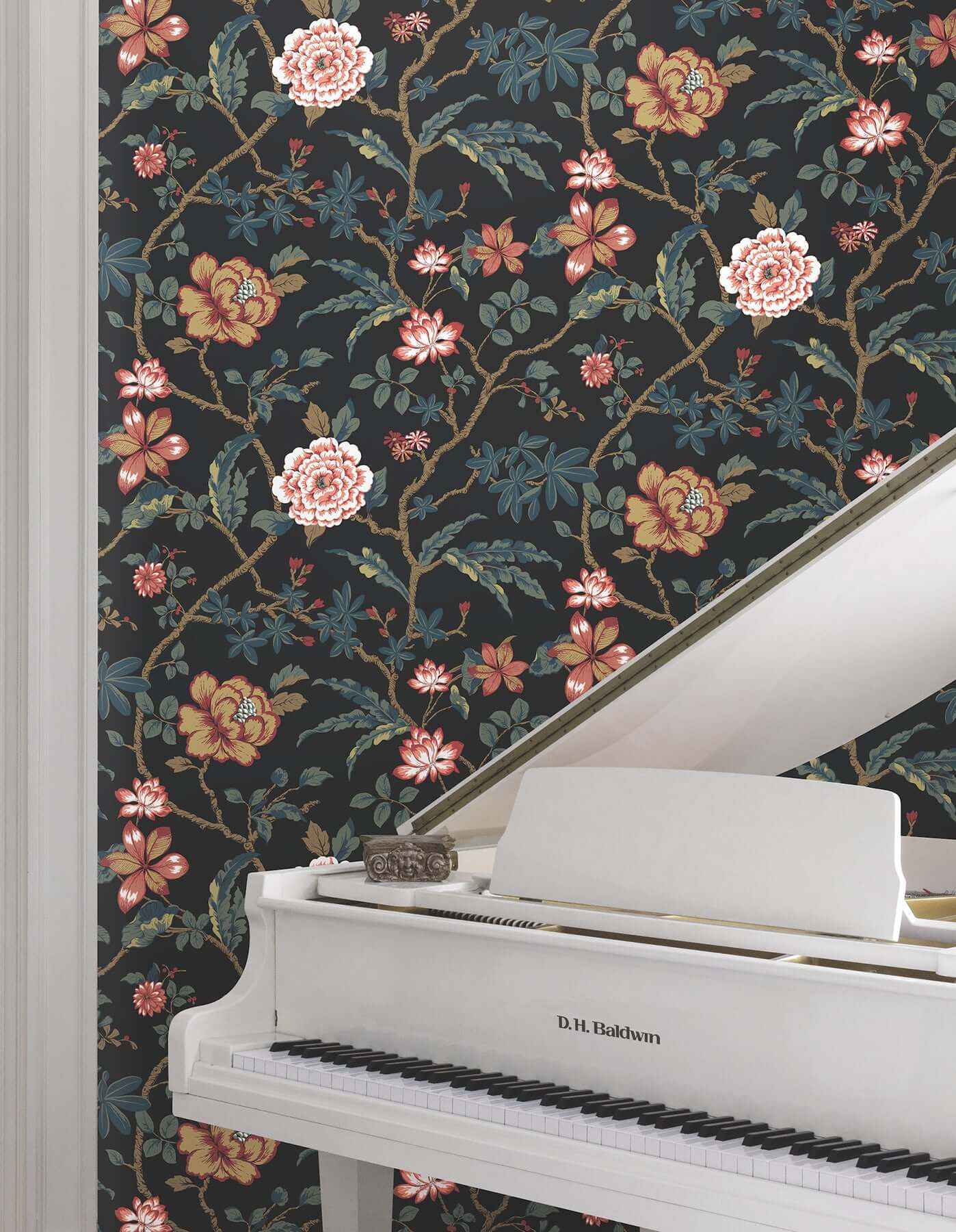 Courtyard Botanical Scarlet Wallpaper - York Wallcoverings - MX9656 - York Wallcoverings Wallpaper