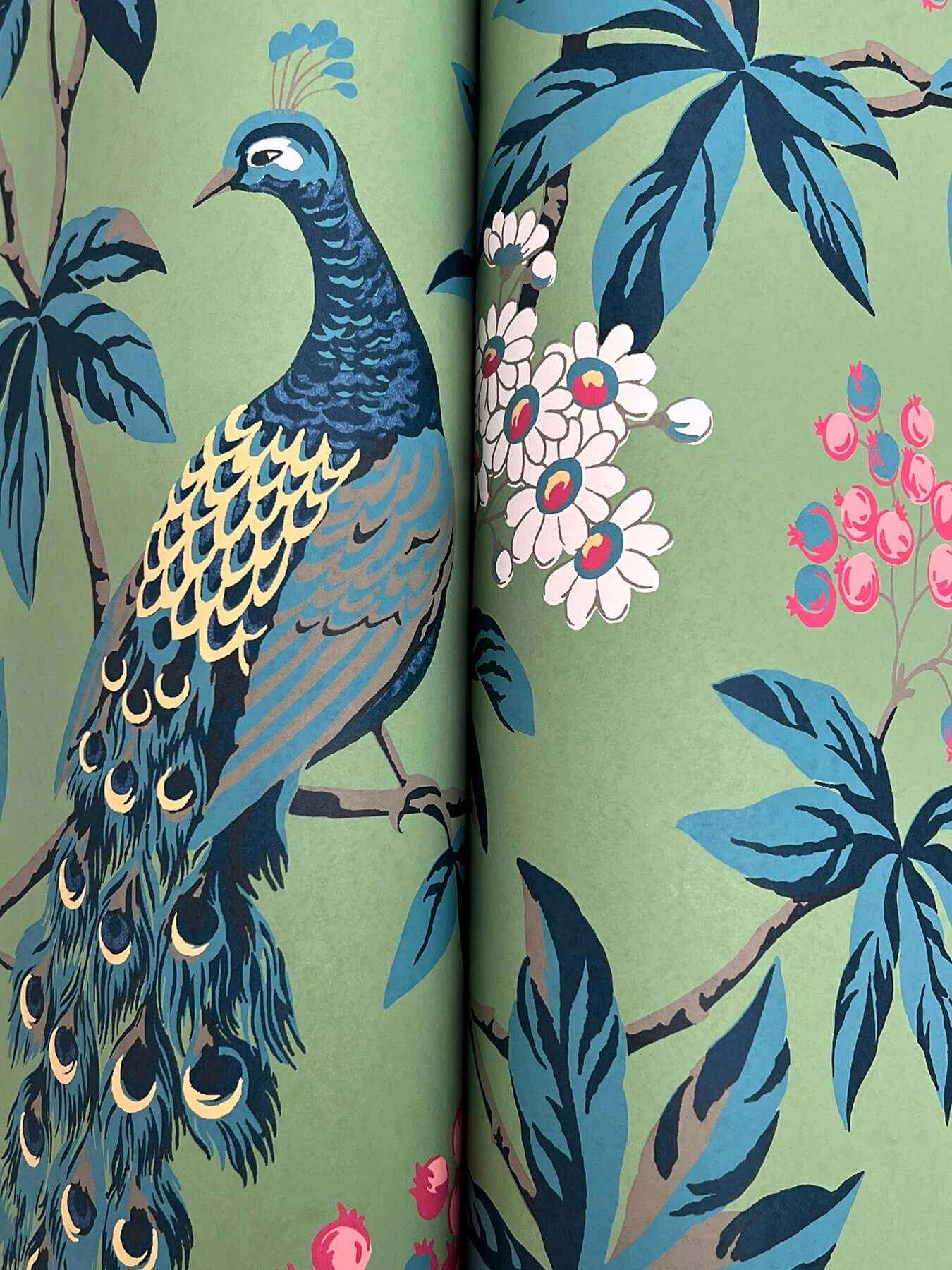 Peacock Estate Green Wallpaper - York Wallcoverings - MX9664 - York Wallcoverings Wallpaper