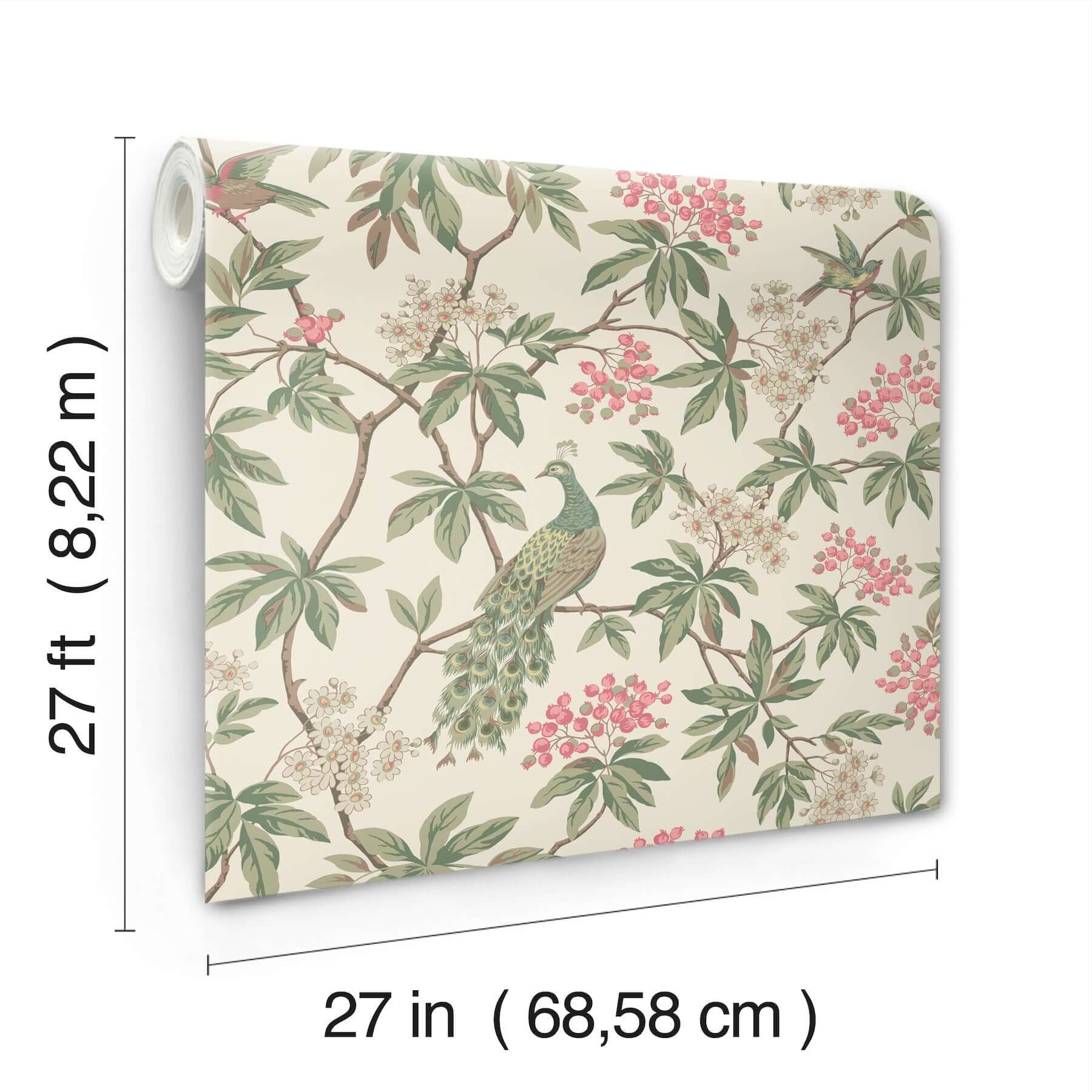 peacock-estate-cream-wallpaper-york-wallcoverings-mx9665 - York Wallcoverings Wallpaper