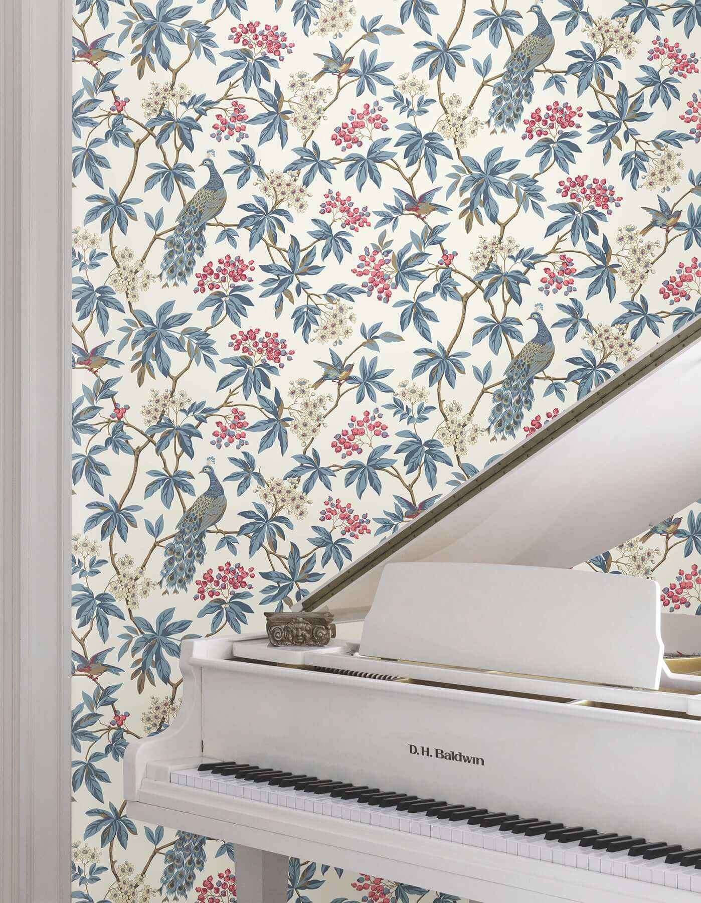 Peacock Estate White Wallpaper - York Wallcoverings - MX9666 - York Wallcoverings Wallpaper