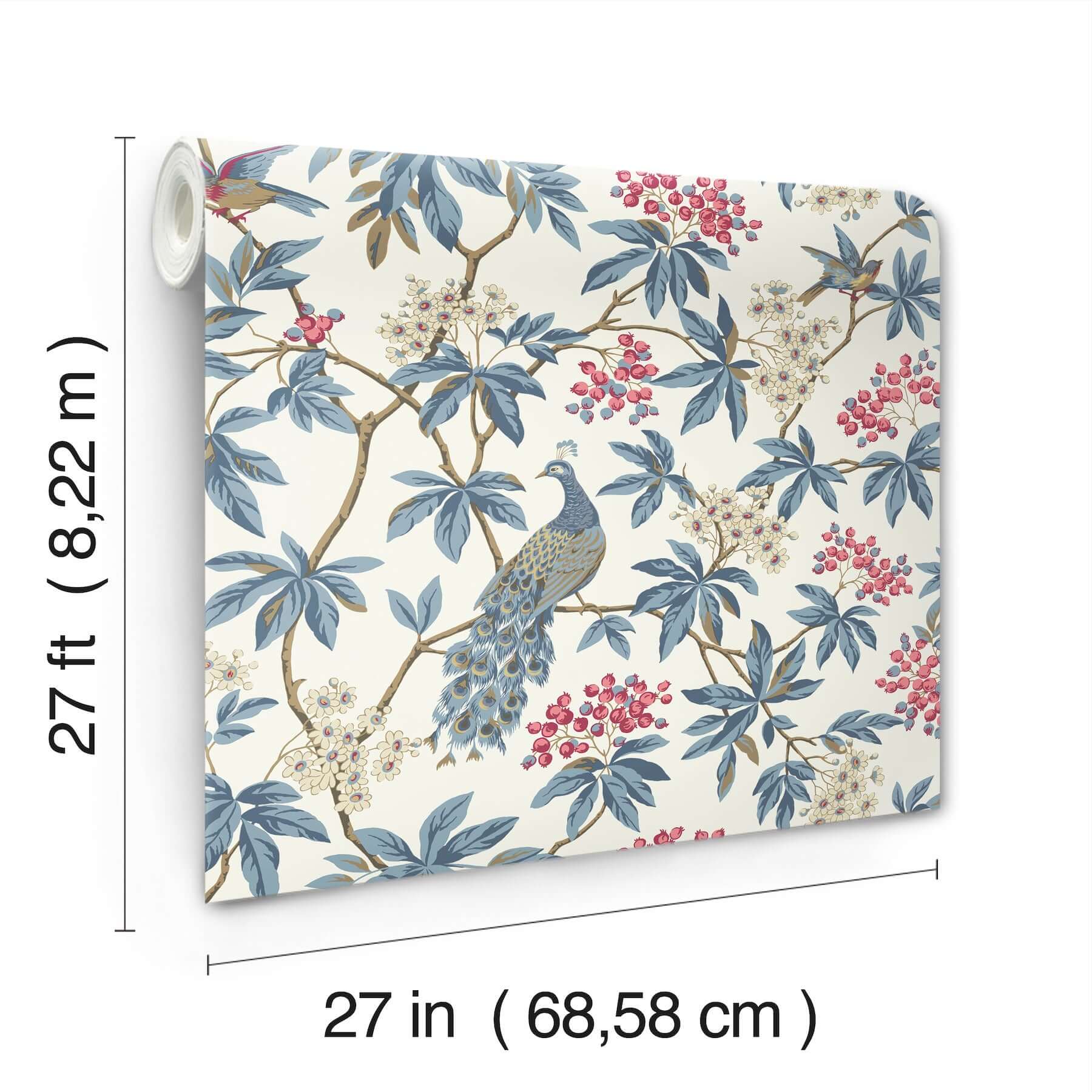 peacock-estate-white-wallpaper-york-wallcoverings-mx9666 - York Wallpaper Wallpaper
