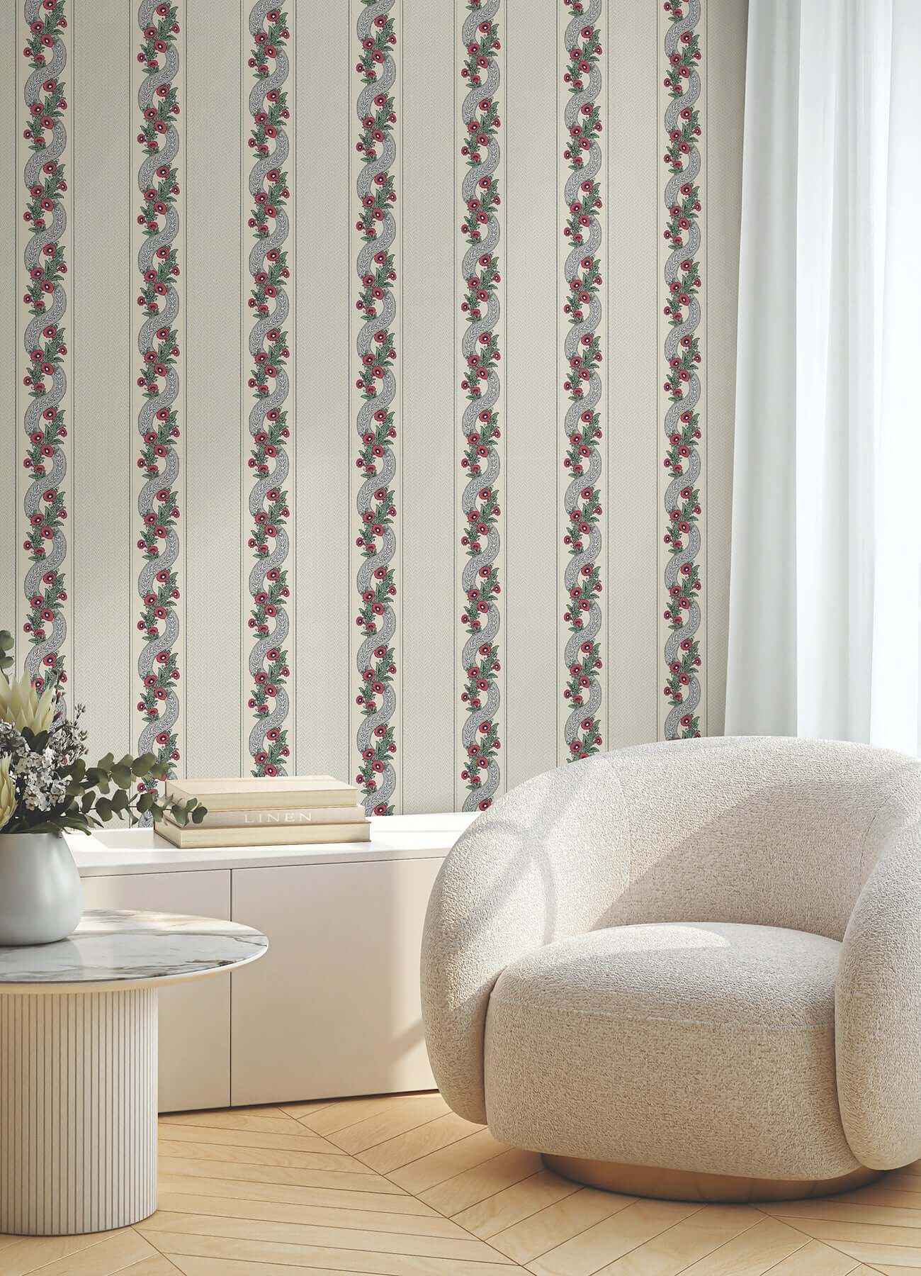 Abbey's Garland Ruby Wallpaper - York Wallcoverings - MX9694 - York Wallcoverings Wallpaper