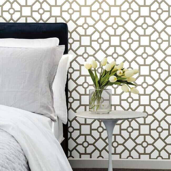 hedgerow-trellis-taupe-gold-peel-stick-wallpaper-york-wallcoverings-psw1026rl - York Wallpaper Wallpaper