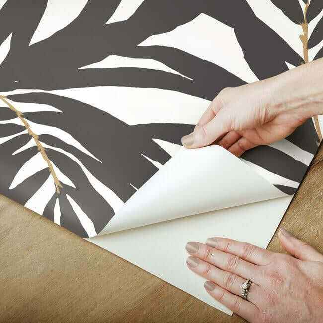 Bali Leaves Black Peel & Stick Wallpaper - York Wallcoverings - PSW1029RL - York Wallcoverings Wallpaper