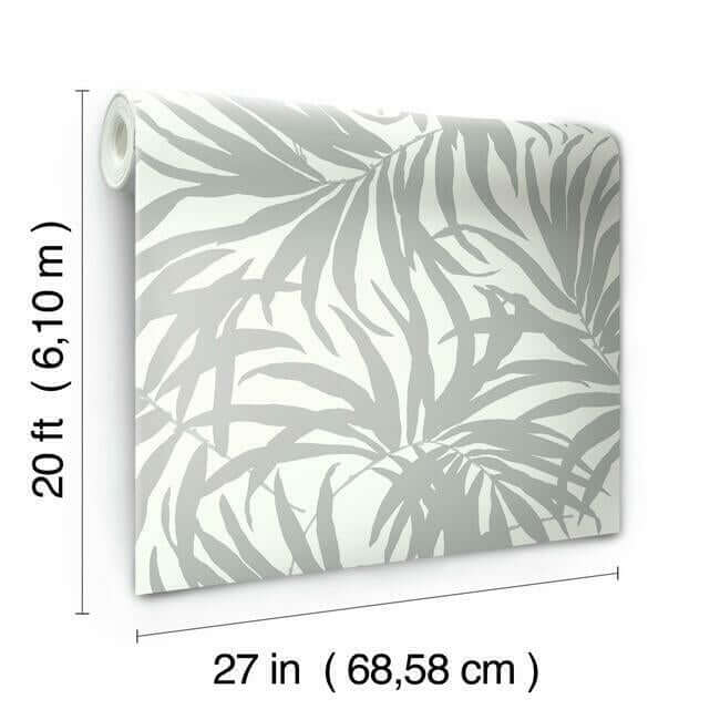 bali-leaves-premium-peel-stick-wallpaper-grey-silver-york-wallcoverings-psw1032rl - York Wallcoverings Wallpaper