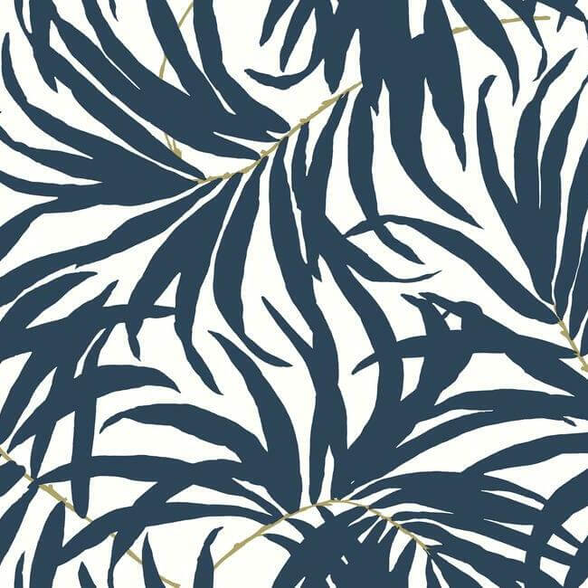 bali-leaves-blue-peel-stick-wallpaper-york-wallcoverings-psw1030rl - York Wallpaper Wallpaper