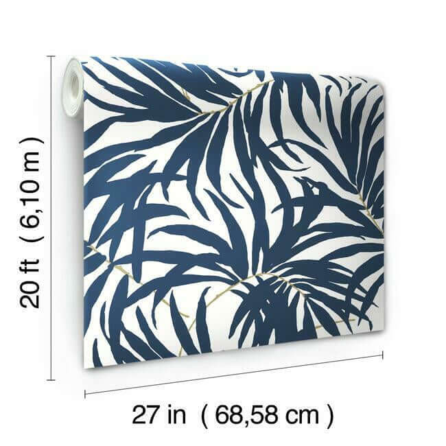 bali-leaves-blue-peel-stick-wallpaper-york-wallcoverings-psw1030rl - York Wallpaper Wallpaper