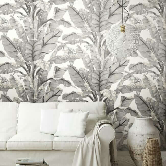banana-leaf-white-black-peel-stick-wallpaper-york-wallcoverings-psw1037rl - York Wallpaper Wallpaper