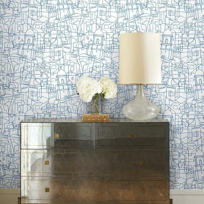 cubist-cityscape-premium-peel-stick-wallpaper-cobalt-york-wallcoverings-psw1046rl - York Wallcoverings Wallpaper