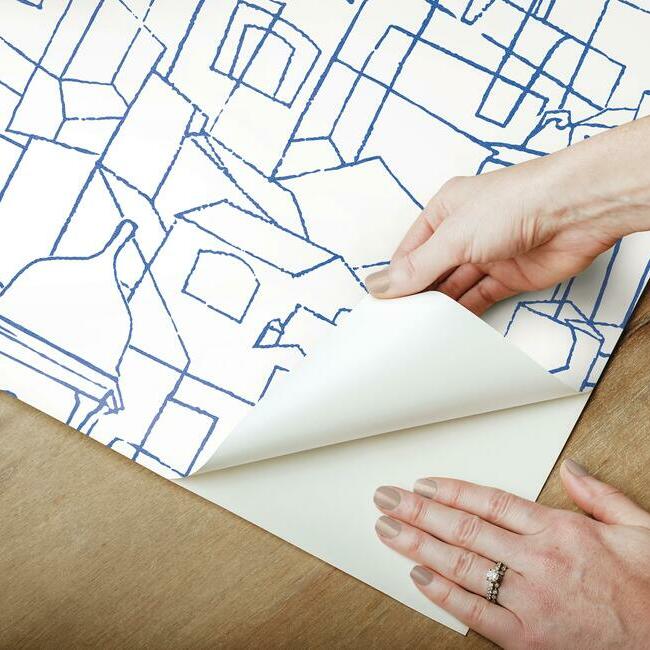 cubist-cityscape-premium-peel-stick-wallpaper-cobalt-york-wallcoverings-psw1046rl - York Wallcoverings Wallpaper
