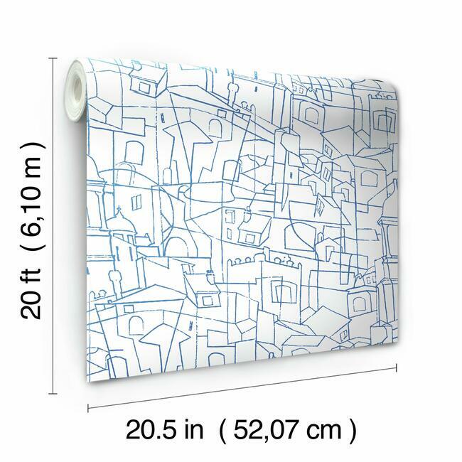 cubist-cityscape-premium-peel-stick-wallpaper-cobalt-york-wallcoverings-psw1046rl - York Wallcoverings Wallpaper
