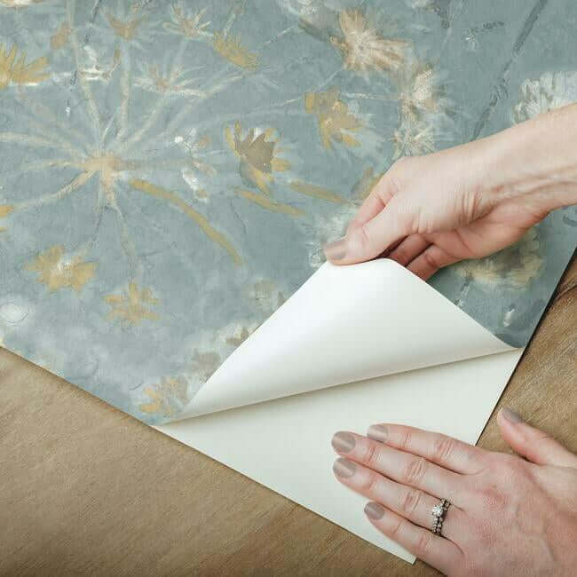 botanical-fantasy-blue-beige-peel-stick-wallpaper-york-wallcoverings-psw1106rl - York Wallpaper Wallpaper