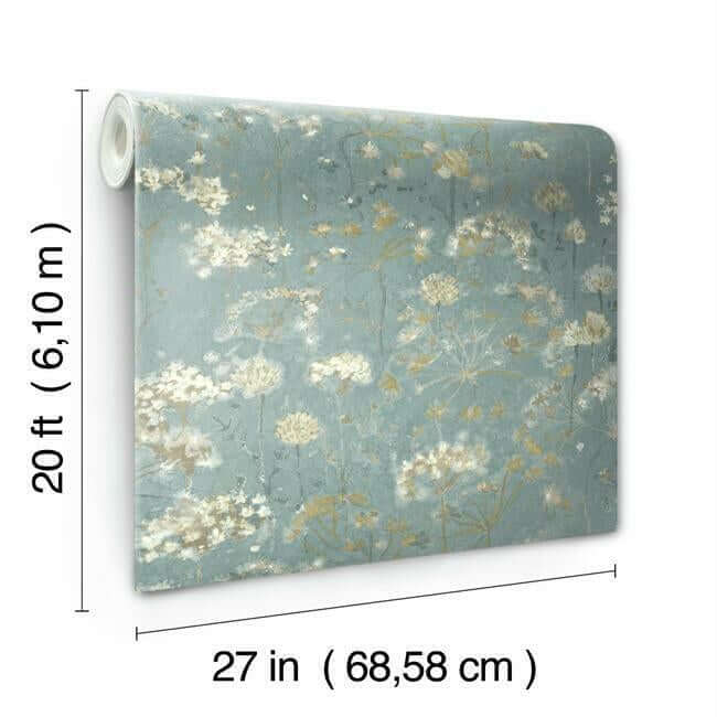 botanical-fantasy-blue-beige-peel-stick-wallpaper-york-wallcoverings-psw1106rl - York Wallpaper Wallpaper