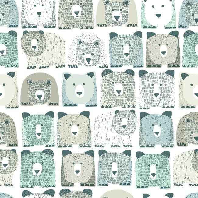 Dwellstudio Bears Sidewall Premium Peel Stick Wallpaper Blue - York Wallcoverings - PSW1185RL