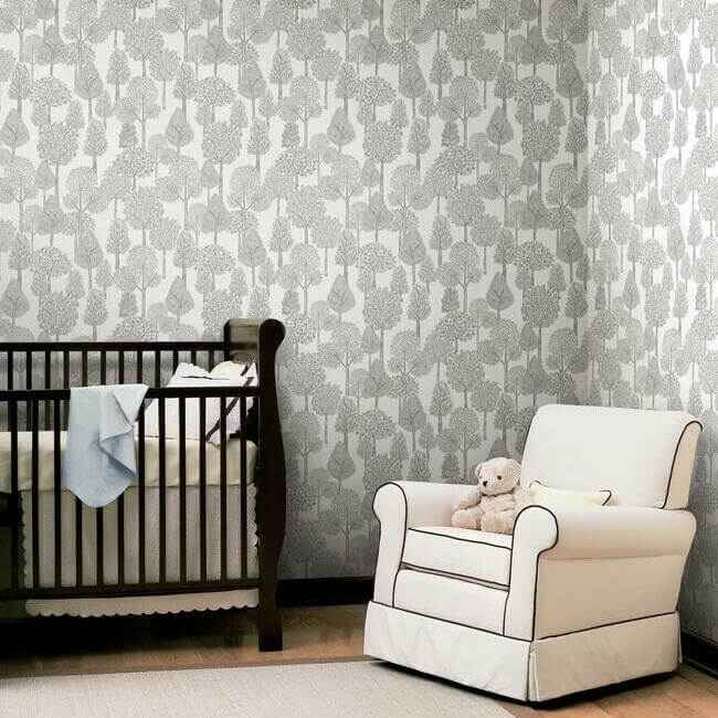 Treetops Grey Peel & Stick Wallpaper - York Wallcoverings - PSW1189RL