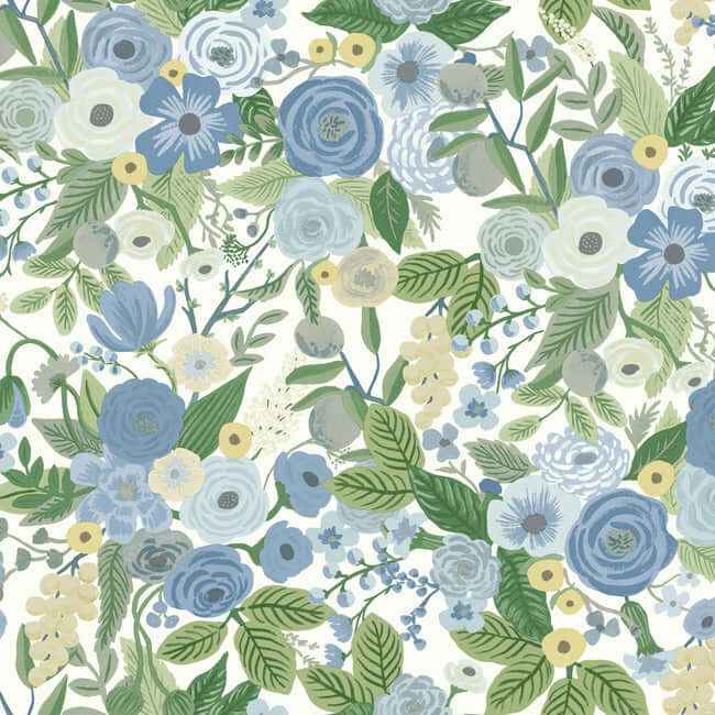 Garden Party Blue & Green Multi Peel & Stick Wallpaper - York Wallcoverings - PSW1484RL - York Wallcoverings Wallpaper