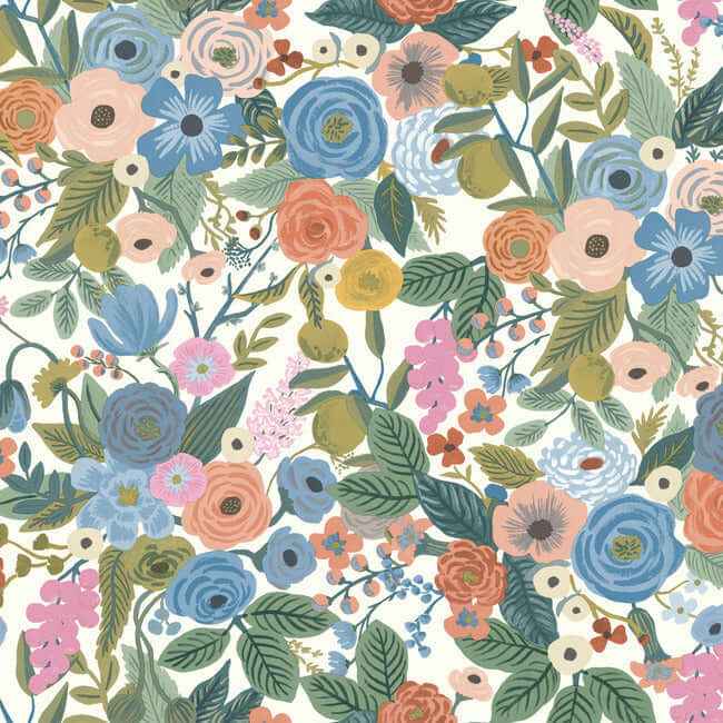 Garden Party Cobalt Multi Peel & Stick Wallpaper - York Wallcoverings - PSW1485RL