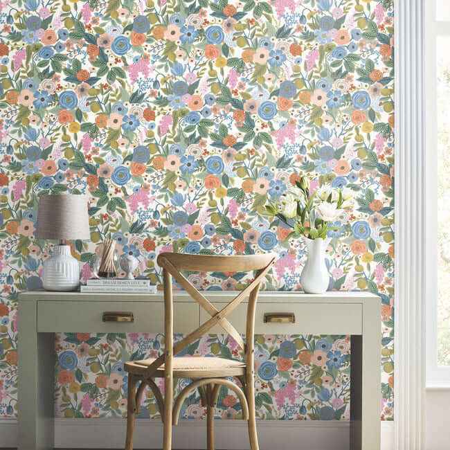 Garden Party Cobalt Multi Peel & Stick Wallpaper - York Wallcoverings - PSW1485RL - York Wallcoverings Wallpaper