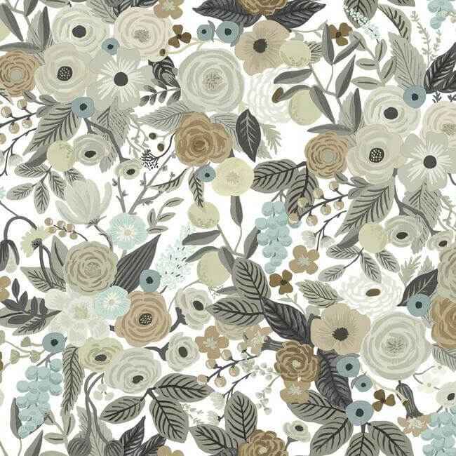 Garden Party Off White & Brown Peel & Stick Wallpaper - York Wallcoverings - PSW1202RL - York Wallcoverings Wallpaper