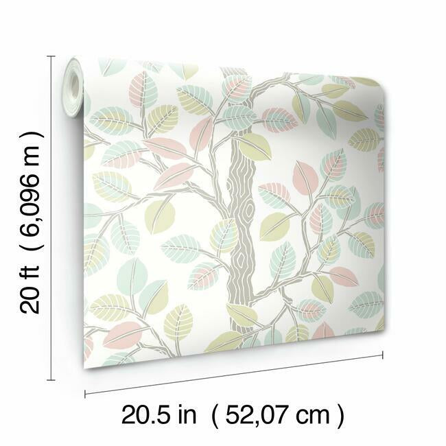 forest-leaves-premium-peel-stick-wallpaper-pink-mint-york-wallcoverings-psw1208rl