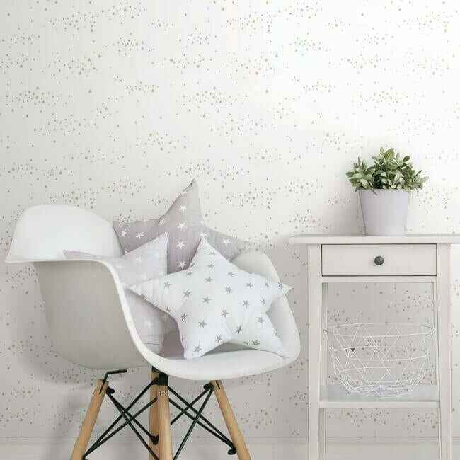 Starlight Star Bright Premium Peel Stick Wallpaper Silvergoldglint - York Wallcoverings - PSW1204RL - York Wallcoverings Wallpaper