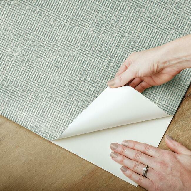 reed-basket-premium-peel-stick-wallpaper-aqua-york-wallcoverings-psw1285rl - York Wallcoverings Wallpaper