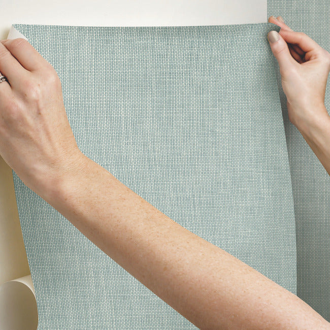 reed-basket-premium-peel-stick-wallpaper-aqua-york-wallcoverings-psw1285rl - York Wallcoverings Wallpaper