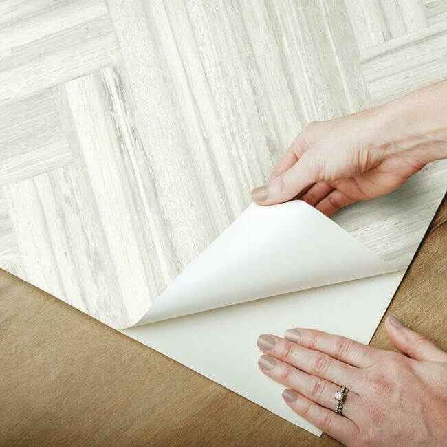 Hermosa Herringbone Beige Peel & Stick Wallpaper - York Wallcoverings - PSW1287RL - York Wallcoverings Wallpaper
