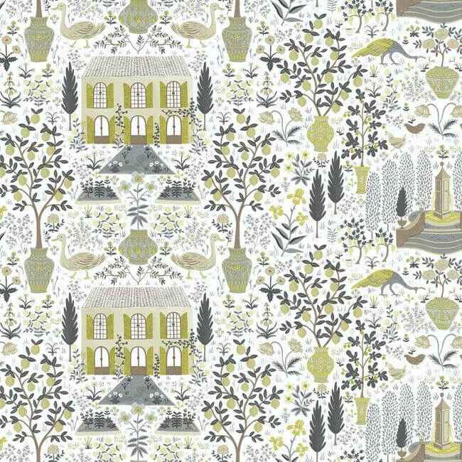 Camont Linen & Gold Wallpaper - York Wallcoverings - RI5107