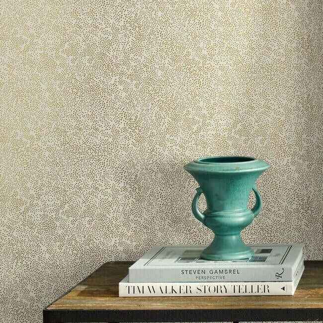 Champagne Dots Gold & White Wallpaper - York Wallcoverings - RI5112 - York Wallcoverings Wallpaper