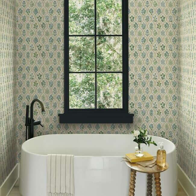 hawthorne-blue-green-wallpaper-york-wallcoverings-ri5132 - York Wallpaper Wallpaper