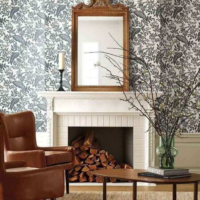Canopy Black & White Wallpaper - York Wallcoverings - RI5136 - York Wallcoverings Wallpaper