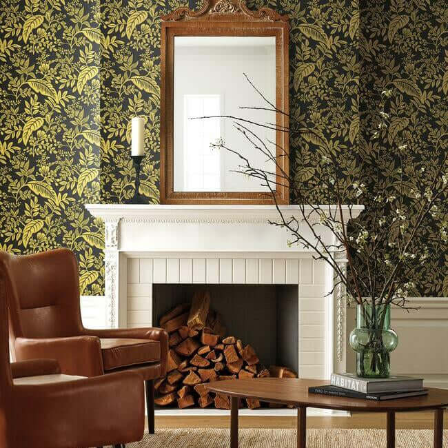 canopy-gold-black-wallpaper-york-wallcoverings-ri5139 - York Wallpaper Wallpaper