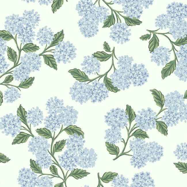 Hydrangea Blue & White Wallpaper - York Wallcoverings - RI5143