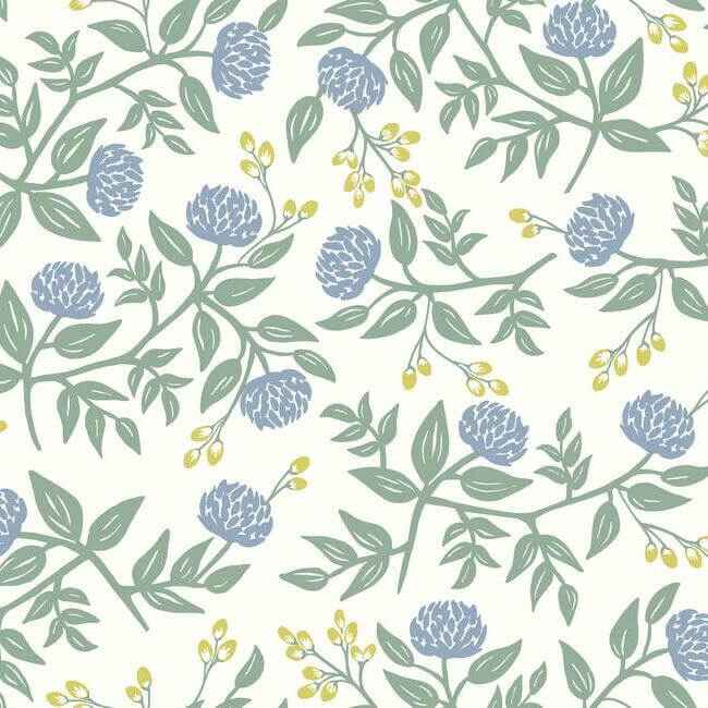 Peonies Periwinkle & Sage Wallpaper - York Wallcoverings - RI5148